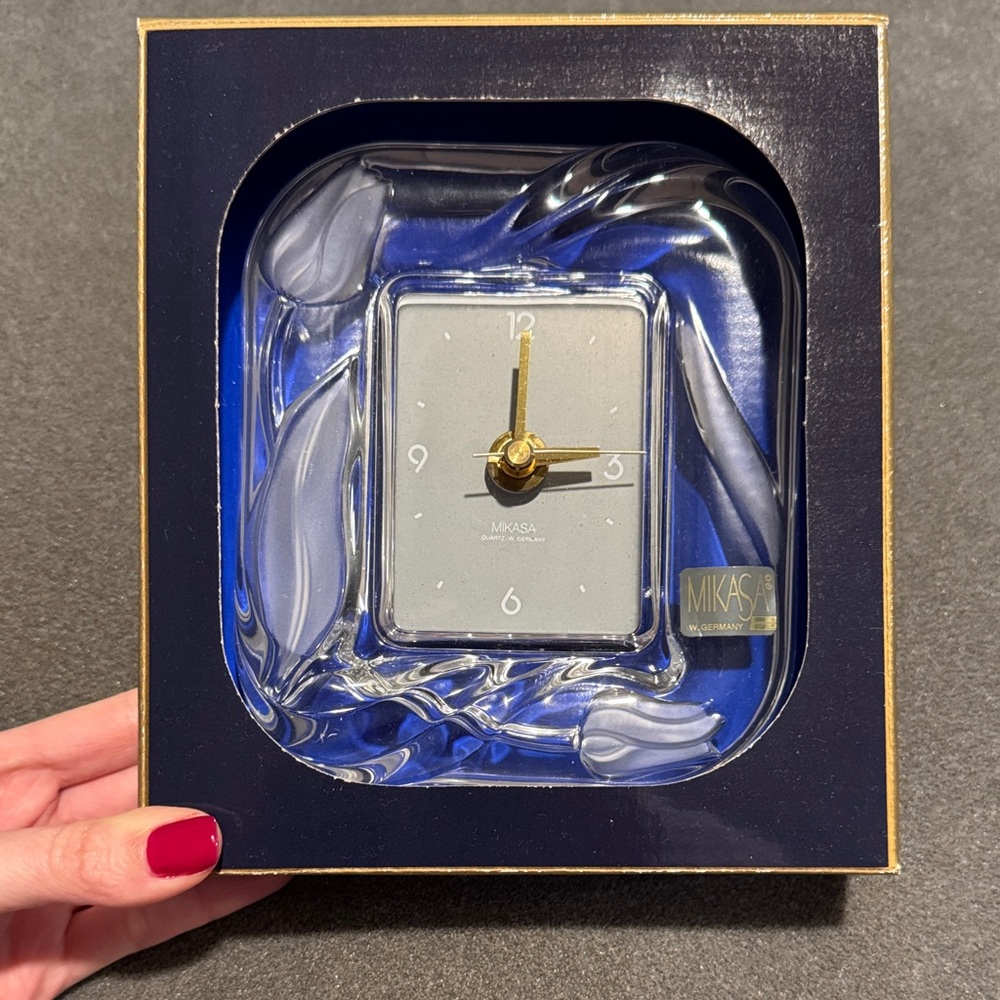 NWT Mikasa Blue and Gold Clock